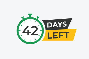42 days to go countdown template. 42 day Countdown left days banner design. 42 Days left countdown timer - obrazy, fototapety, plakaty