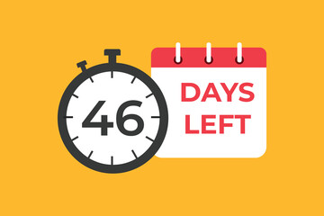 46 days to go countdown template. 46 day Countdown left days banner design. 46 Days left countdown timer
 - obrazy, fototapety, plakaty