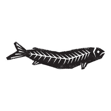 Peixe no estilo xilogravura.