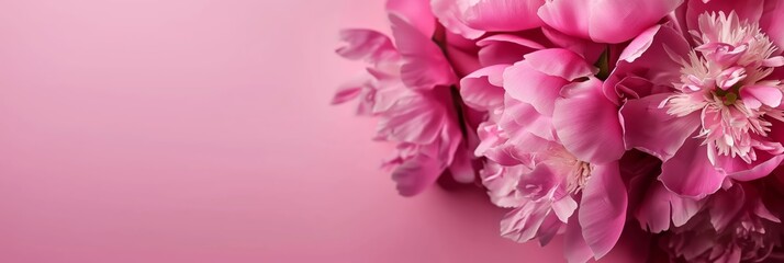 A delicate image featuring a bouquet of blooming pink peonies against a gentle, monochromatic background
