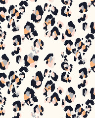 Abstract modern leopard seamless pattern. Animals trendy background. Beige and black decorative vector stock illustration for print, card, postcard, fabric, textile. Modern ornament of stylized skin. © DESIGN CENTER
