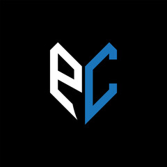 PC letter logo design on Black background. PC creative initials letter logo concept. PC letter design.
