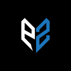 PZ letter logo design on Black background. PZ creative initials letter logo concept. PZ letter design.
