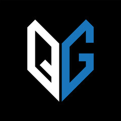 QG letter logo design on Black background. QG creative initials letter logo concept. QG letter design.
