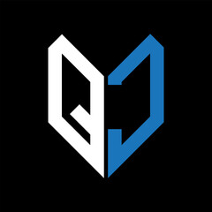 QJ letter logo design on Black background. QJ creative initials letter logo concept. QJ letter design.
