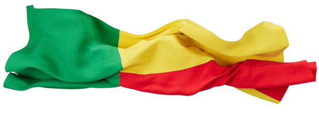 Vividly Colored Benin National Flag Rippling in a Gentle Breeze