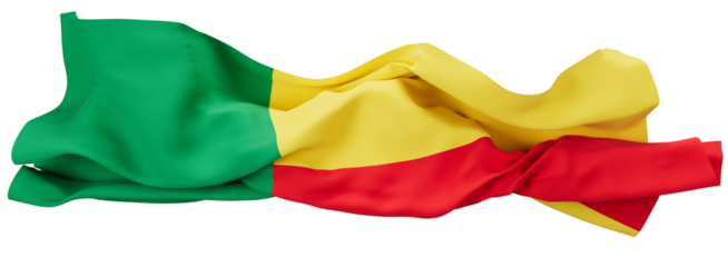 Vividly Colored Benin National Flag Rippling in a Gentle Breeze
