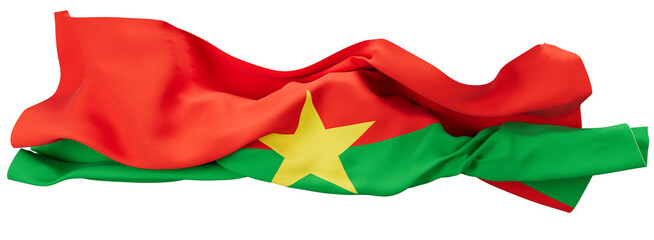 Bold and Dynamic Waving Flag of Burkina Faso with Vivid Colors