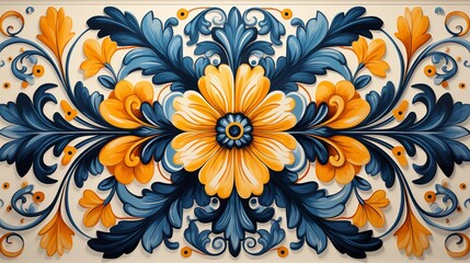 Intricate and Symmetrical Floral Ornamental Wall Art in Classic Style