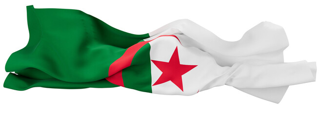 Elegant Draped Algerian Flag Waving with Soft Folds and Red Star