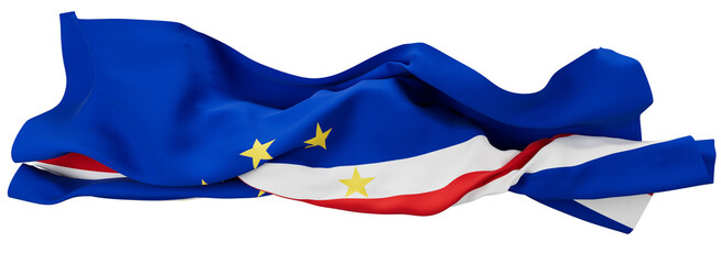 Elegantly Waving Flag of Cape Verde with Ten Yellow Stars