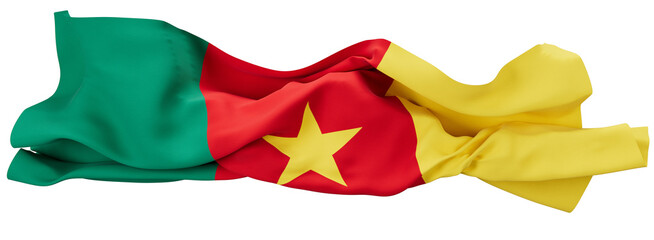 Vibrantly Waving Cameroonian Flag with Central Yellow Star