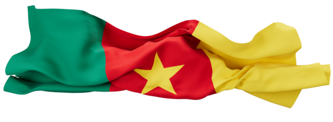 Vibrantly Waving Cameroonian Flag with Central Yellow Star