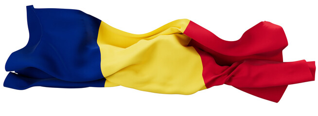 Majestically Waving Flag of Chad with Deep Blue, Yellow, and Red Hues