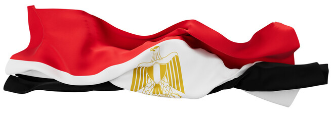 Stately Egyptian Flag Billowing with the Emblem of the Eagle of Saladin