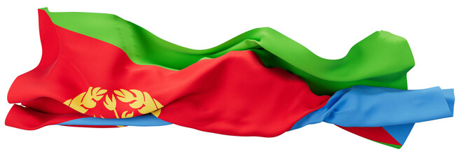 Dynamic Eritrean Flag Fluttering with Olive Branch Wreath and Red Triangle