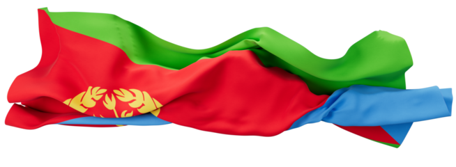Dynamic Eritrean Flag Fluttering with Olive Branch Wreath and Red Triangle