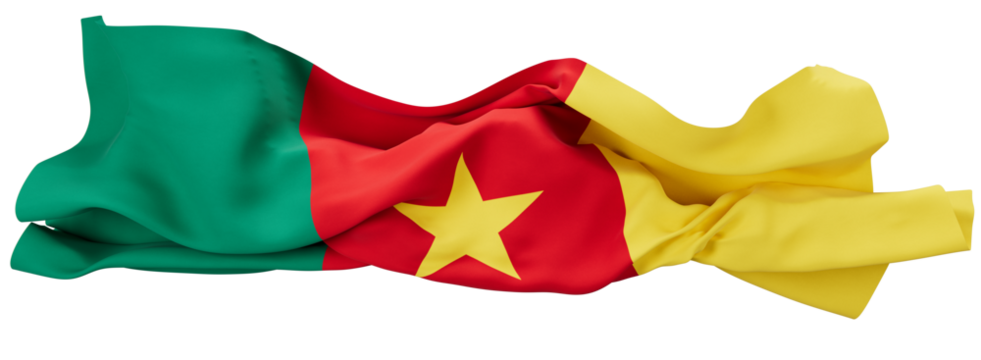 Vibrantly Waving Cameroonian Flag with Central Yellow Star