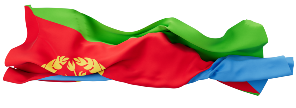 Dynamic Eritrean Flag Fluttering with Olive Branch Wreath and Red Triangle