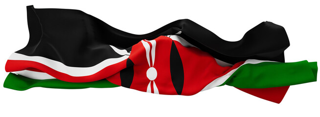 Majestic Kenyan Flag Waving with Bold Maasai Shield and Spears