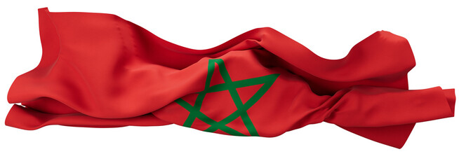 Bold Red Moroccan Flag Unfurling with Green Pentacle