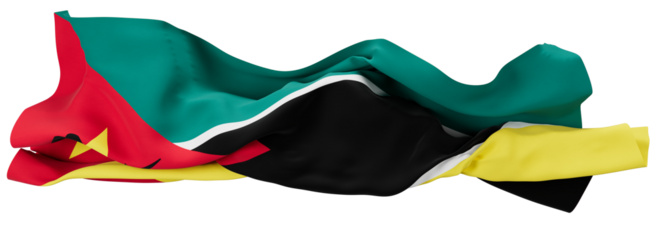 The Bold Colors of Mozambique's Flag Waving in the Wind