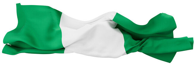 Nigeria Flag Billowing Proudly with Its Vivid Green and White Bands
