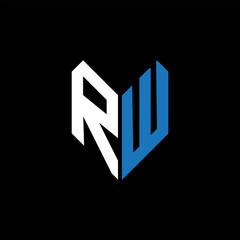 RW letter logo design on Black background. RW creative initials letter logo concept. RW letter design.
