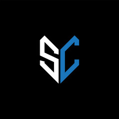 SC letter logo design on Black background. SC creative initials letter logo concept. SC letter design.
