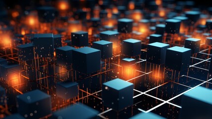 Obraz premium High-tech digital connection network in a 3D abstract environment