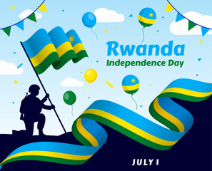 Rwanda national day banner design. Rwanda flag theme graphic art web background