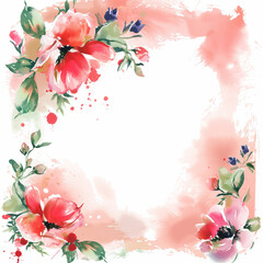 Watercolor-style floral frame hand-painted flower