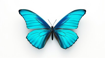 An single turquoise butterfly on a white background Illustrations .