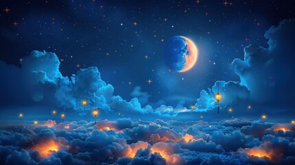 Fototapeta na wymiar Celestial Symphony: A Night Sky Mirage. Generative AI