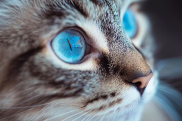 adorable american cat round sticker blue eyes high quality print