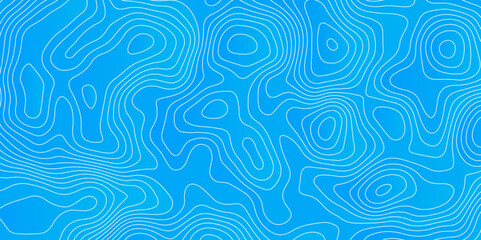 Topographic map background geographic line map with seamless ornament design. The white line on blue contours vector topography stylized height of the lines map.	