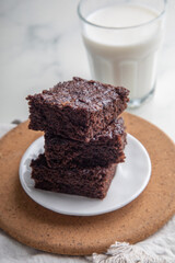 Brownies cut in square pieces chunky texture dessert sweet food