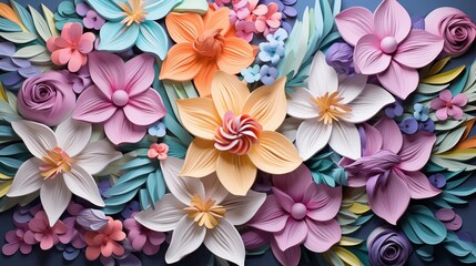 A Vibrant and Colorful Assortment of Handcrafted Paper Flowers