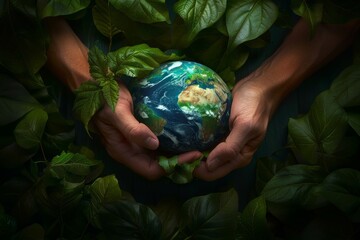 A person is holding a globe in their hands