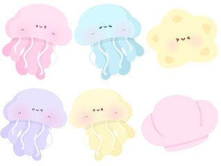 Illustration image of jellyfish, transparent background, pastel color