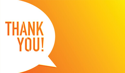 Thank you! Speech bubble on yellow background, banner for business marketing and advertising.