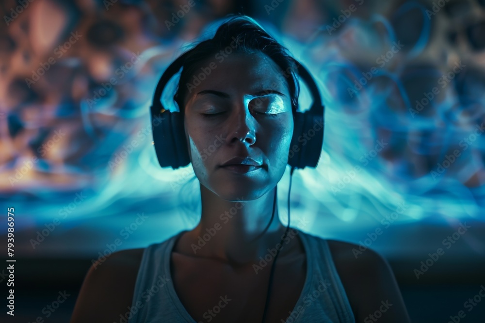 Canvas Prints Mindful muscle coordination in sleep treatment focusing on motor skills and brain activity, influenced by impulses from meditation and electrical insomnia treatments.