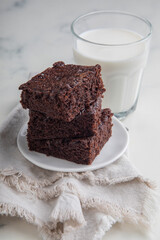 Brownies cut in square pieces chunky texture dessert sweet food