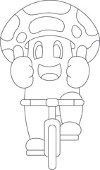 Mushroom Bicycle Vegetables Animal Vector Graphic Art Illustration