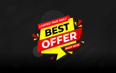 Best Offer sale banner vector template. Offer banner. Sale offer and discounts background, Offer Promotion marketing poster design for web and Social. Vector Illustration.