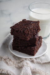 Brownies cut in square pieces chunky texture dessert sweet food