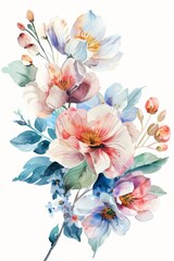 Freshly painted watercolor spring floral bunch, white isolated --ar 2:3 Job ID: abe26660-b0a9-46c1-9966-a910f77ff9fe