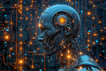 Artificial intelligence cyber technology, cyborg, virtual cyberspace, human communitcation with robot, business and digital ethnics 