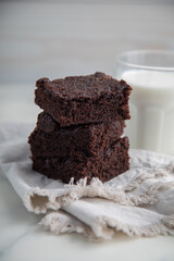 Brownies cut in square pieces chunky texture dessert sweet food