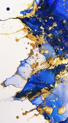 Bold Royal Blue and Gold Abstract Art. A Vision of Opulence and Movement.